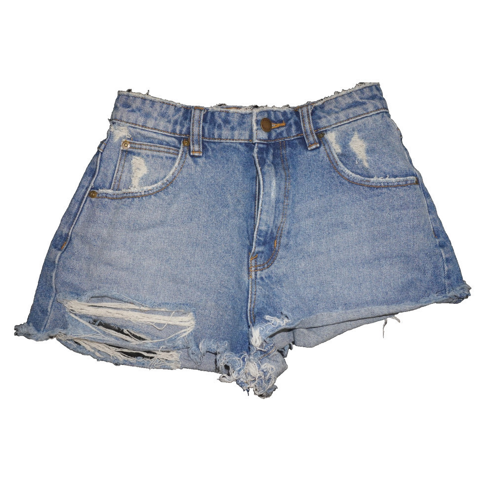 Rollas Dusters High Rise Slim Distressed Denim Shorts Cutoff Light Wash 26